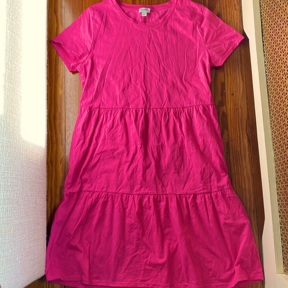 J. Crew pink tiered cotton dress